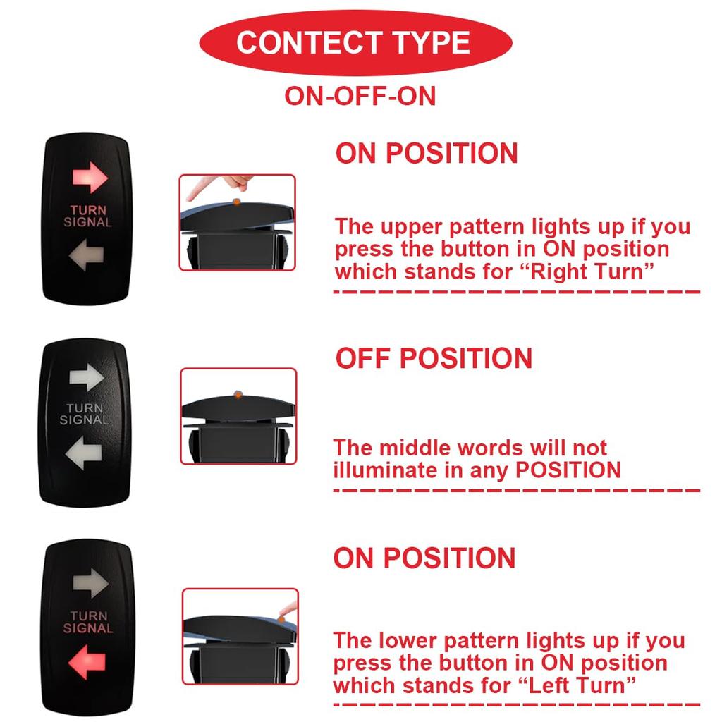 MKBKLLJY 2pcs Turn Signal Rocker Switch 7 Pin On-Off 20A DPDT Toggle Switch