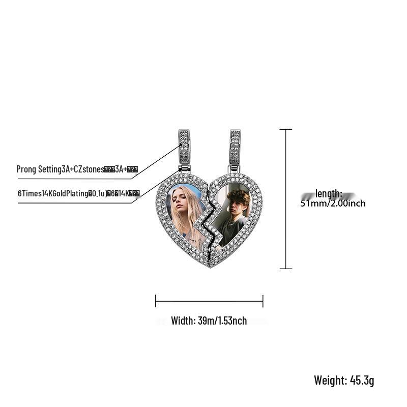 Jinao Heartbreak Memory Pendant: European & American DIY Photo Frame Necklace