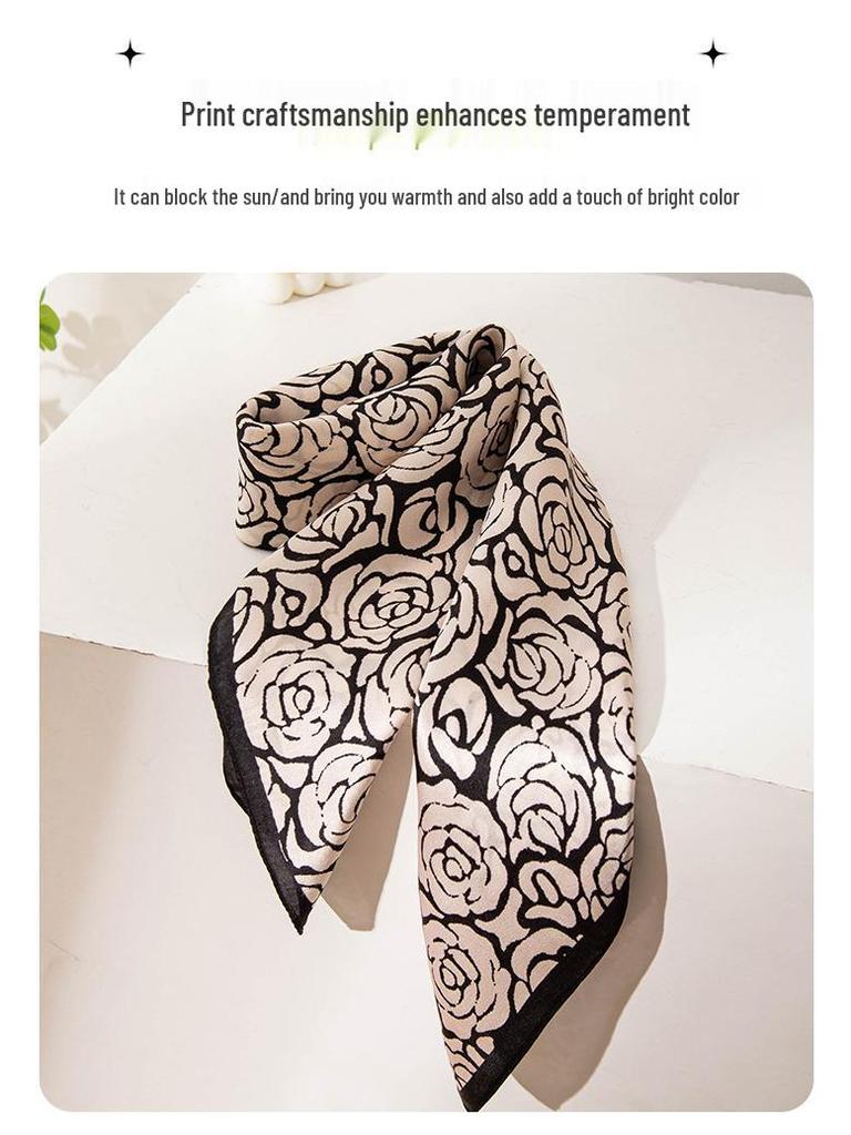 Camellia Print Mulberry Silk Square Scarf - Elegant Luxury Women's Accessory