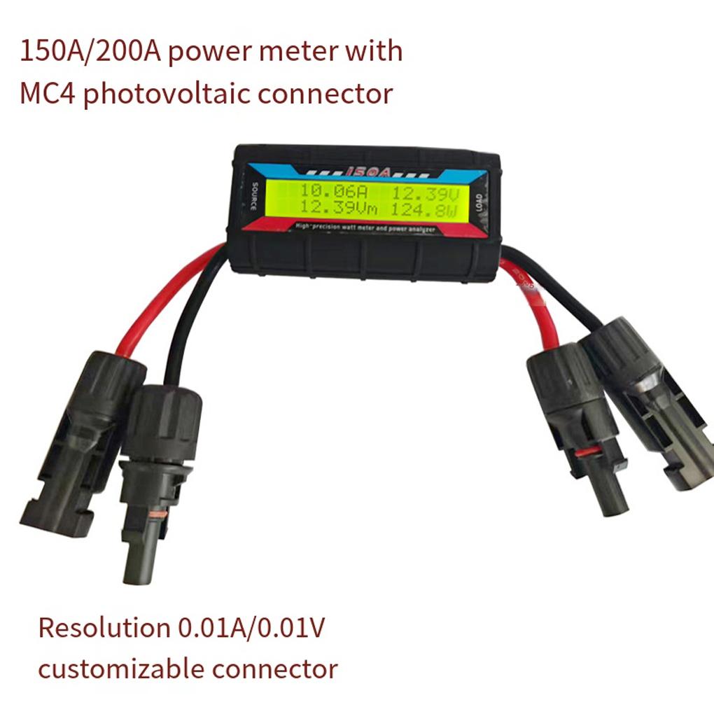 2025 New RC Model  150A/200A High Precision Watt Meter Power Analyzer Backlight LCD Wattmeter with Photovoltaic Connector