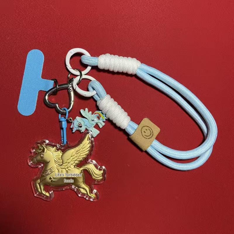 Pure Gold 999 Zodiac Horse Keychain Pendant - Get Rich Charm Mobile Accessory Gift Without Gold
