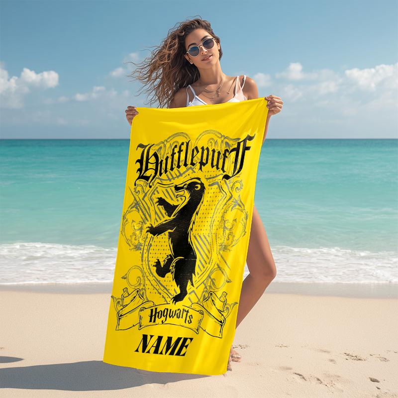 Personalized Hufflepuff Pride Crest Beach Towel Microfiber Beach Towel Thin Absorbent for Beach Swimming Yoga Bath Sports. 0910376