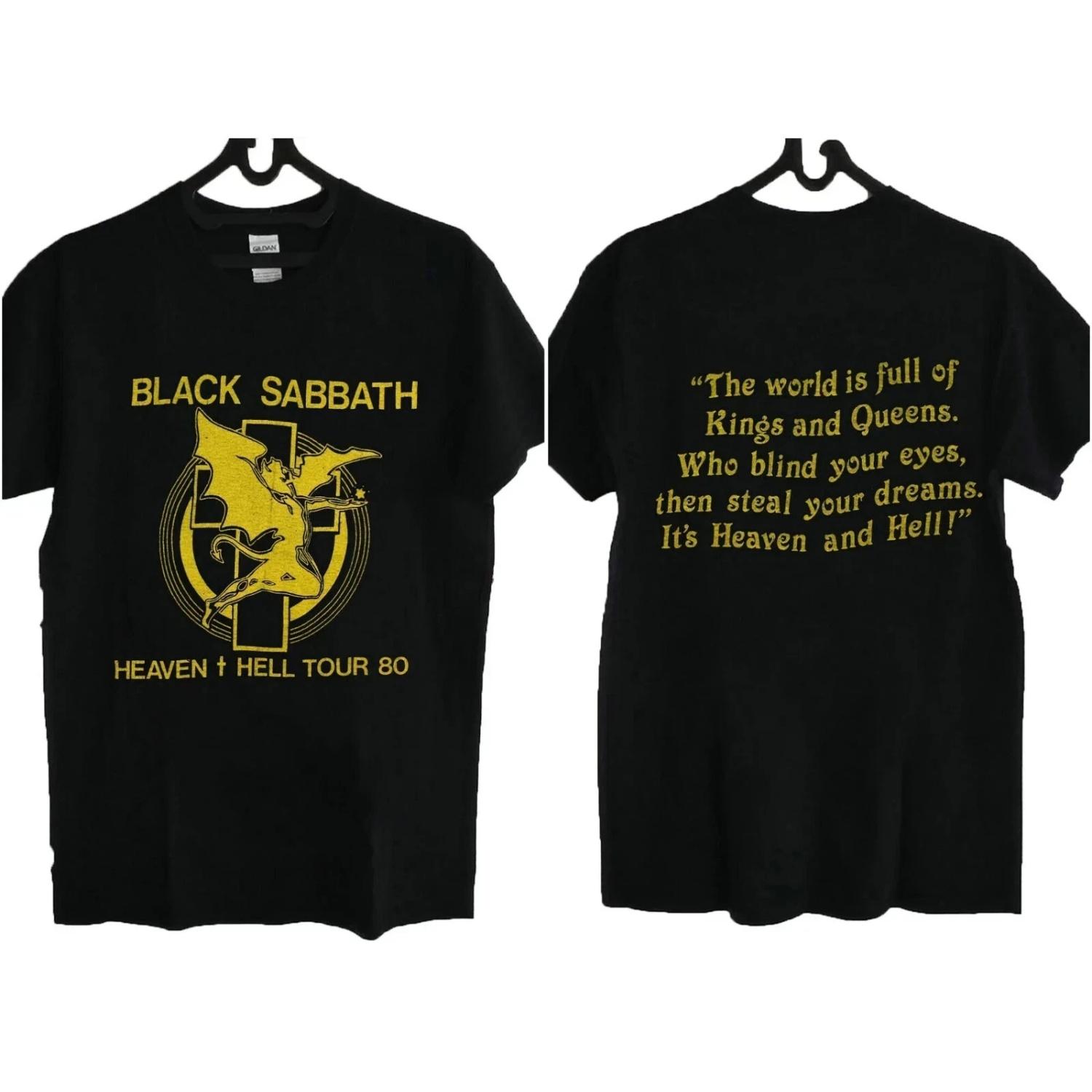Black Sabbath Band Retro T-shirt 1980 Heaven and Hell Tour Concert Commemorative Shirt Casual Wear - Men s Shirt S