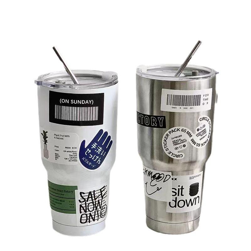 Stainless Steel Insulated Travel Mug With Straw For Office And Outdoor Use
