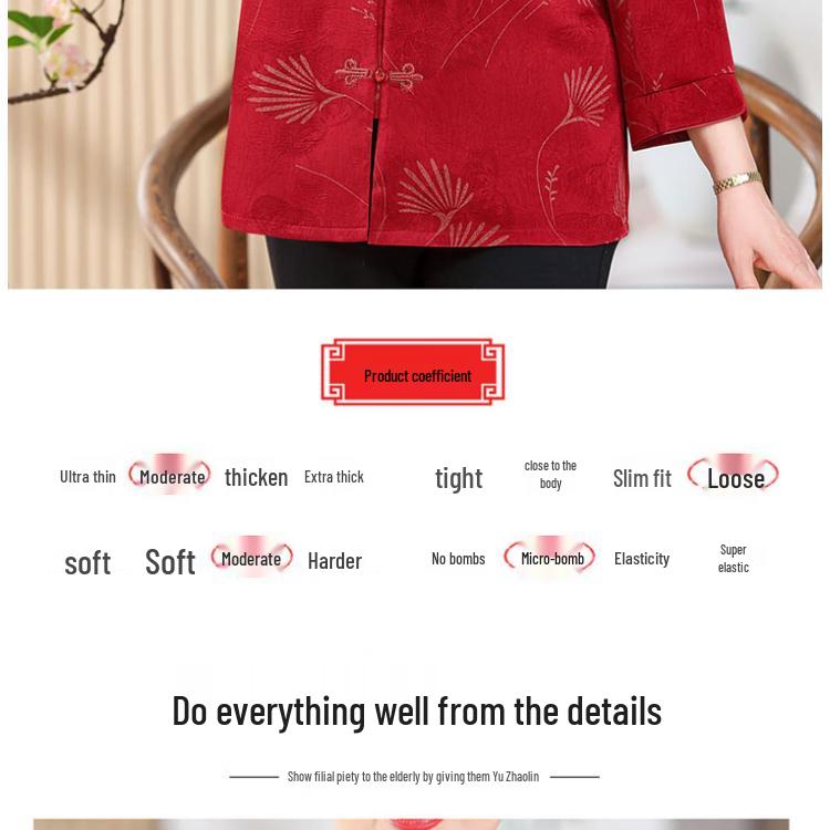 Elderly Women's Elegant 3/4 Sleeve Summer Blouse