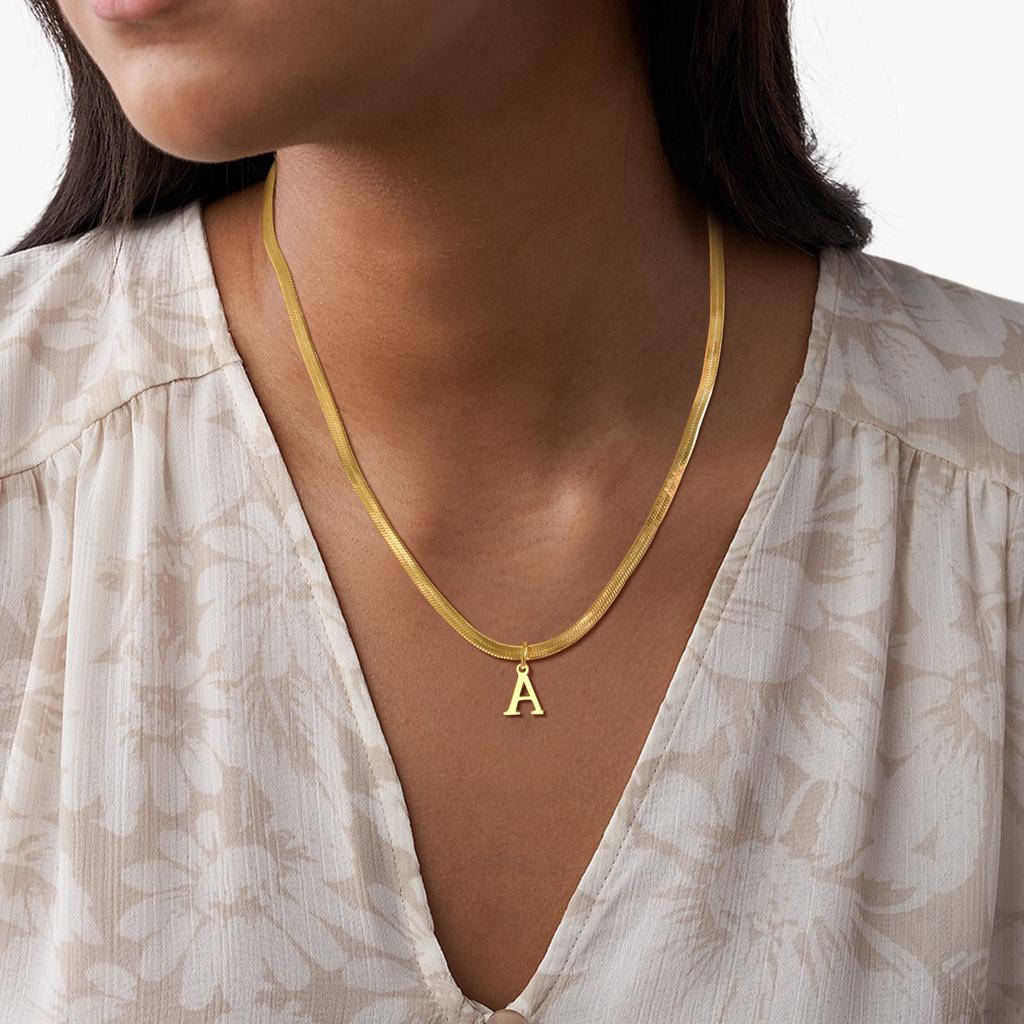 26 Letter Titanium Steel Necklace Stainless Steel Gold Plated Clavicle Chain Neck Chain Pendant Jewelry