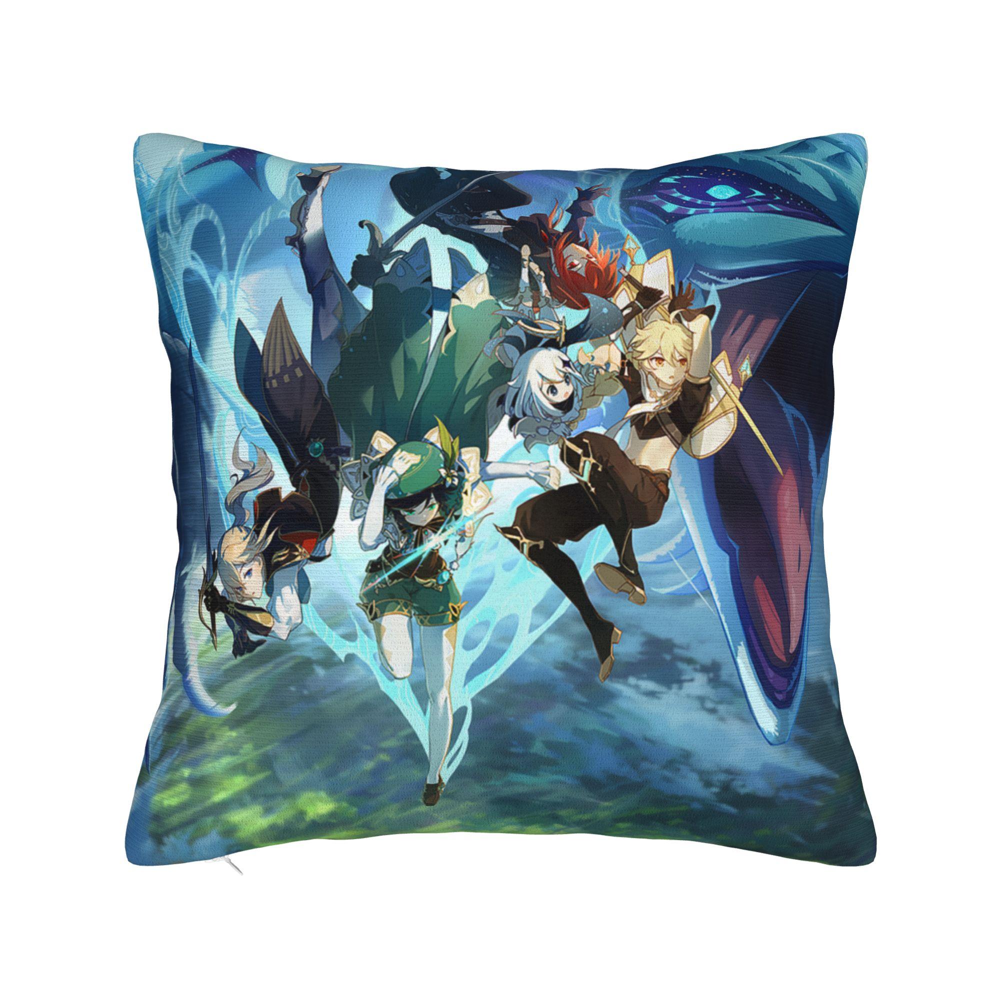 

Printing Genshin Impact map Pillowcase Polyester Cushion Cover Decorations video game Pillow Case Cover Home Zippered 30cm x 30cm