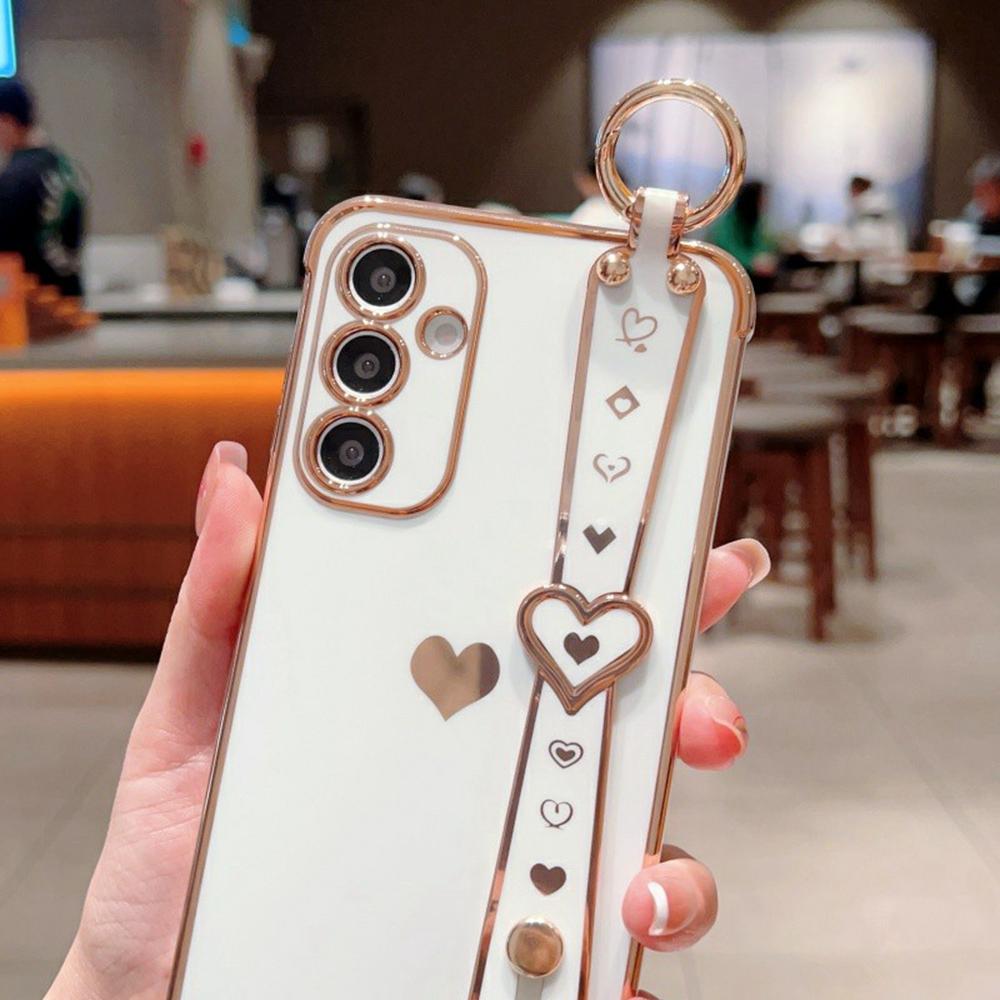 Für Samsung Galaxy A16 5G/A16 4G Hülle Armband Ständer Liebesherz TPU Handyhülle Fingerhalter