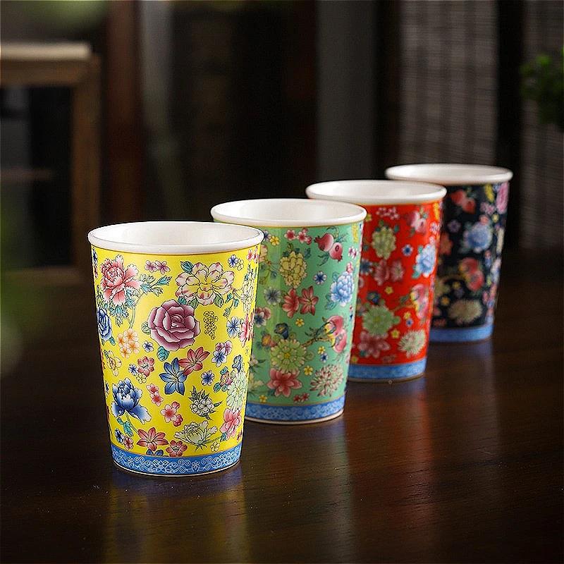 300ml Creative Floral Patterned Ceramic Cup Home Wine Mug Bar Personalized Cocktail MugVintage Chinese Tea Cup Home Water Mug