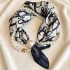 Popular Magnetic Buckle Pearl Necklace Silk Scarf Classic Striped Design Small Scarf Women's Protection Collar Anti-sun Thin Scarf