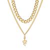 European and American new necklaces, multi-layer triangular neck chains, women's fashion metal elbow necklaces, creative stick pendants