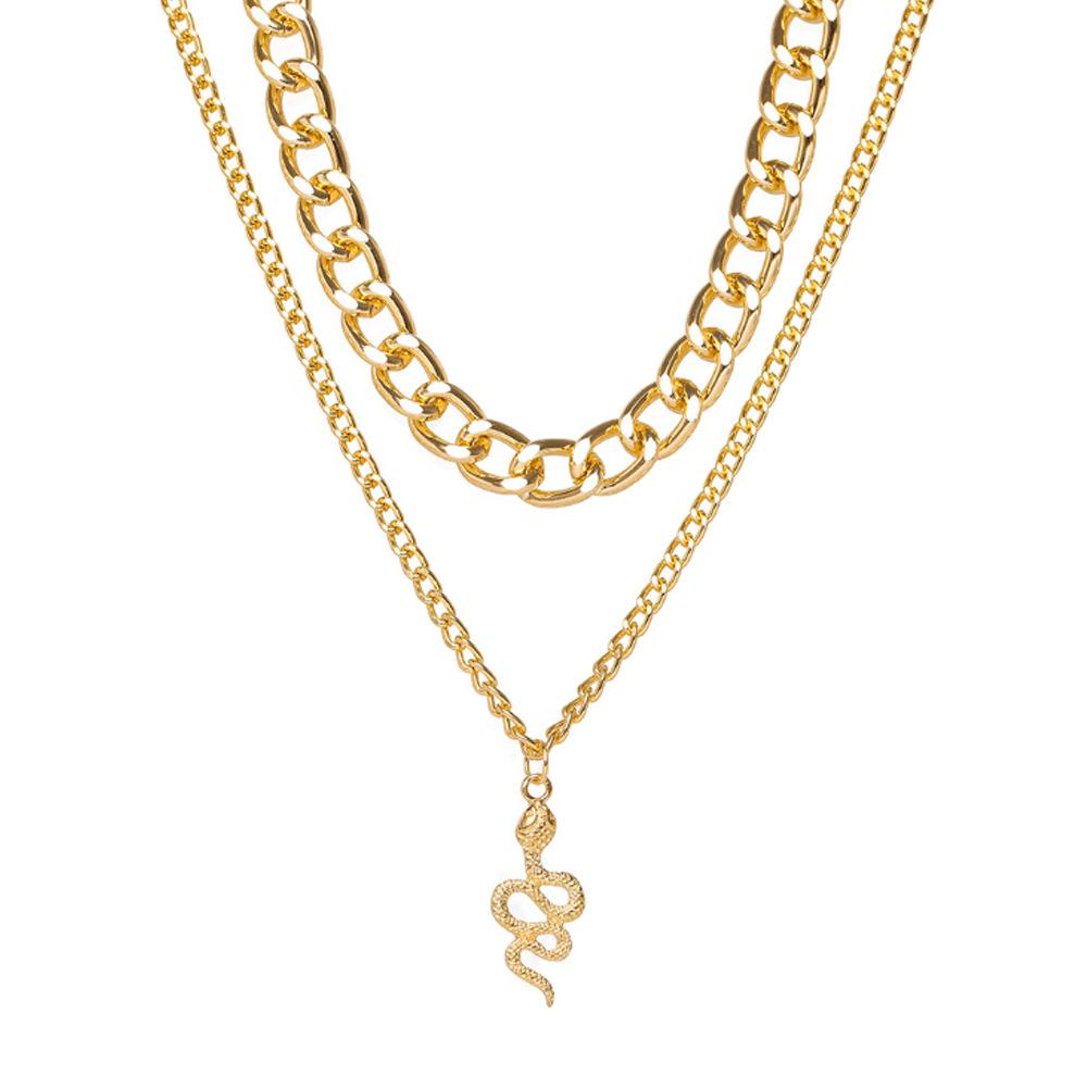 European and American new necklaces, multi-layer triangular neck chains, women's fashion metal elbow necklaces, creative stick pendants