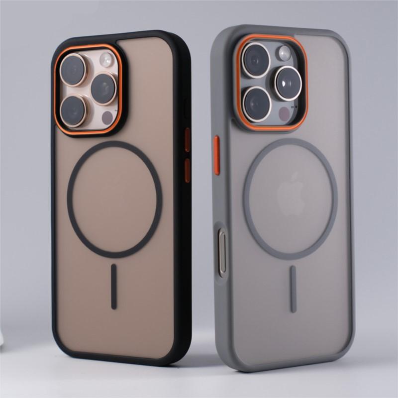 Luxury Matte Clear For Magsafe Wireless Charging Case for iPhone 16 15 14 Plus 13 12 11 Pro Max Shockproof Bumper Armor Cover