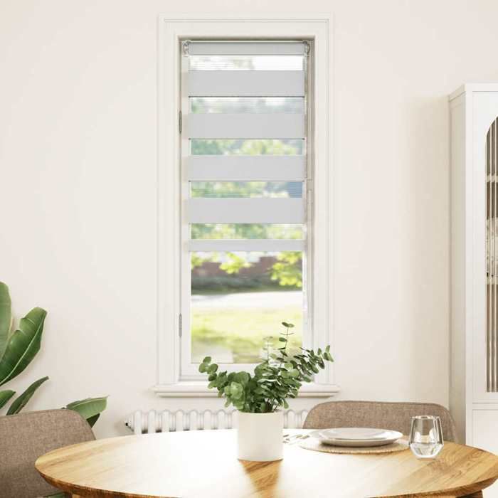 VidaXL Store zèbre blanc 50x150 cm largeur du tissu 45,9 cm polyester, store à enrouleur zébré, store zébré pour fenêtre, 4014745