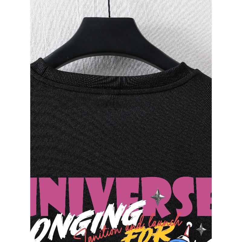 Men's Street Style Rocket Graffiti Print T-Shirt - Casual, Loose Fit with Crew Neck, Breathable, Machine Washable - Perfect for Summer
