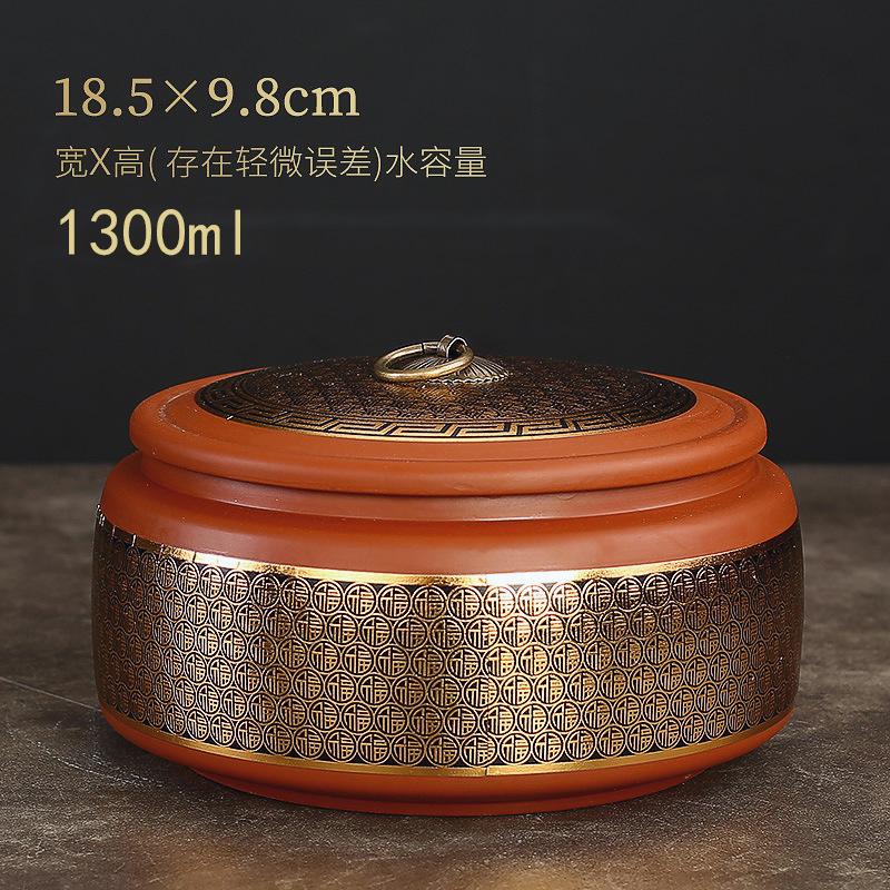 Creative Gold Plated Stripes Floral Ceramic Tea Jar Home Large Capacity Tea Sealed Storage Box Household Food Jar Container Home