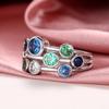 Huitan Modern  Women's Rings with Multi-colored Cubic Zirconia Daily Wear Chic Finger Accessory Anniversary Party Jewelry