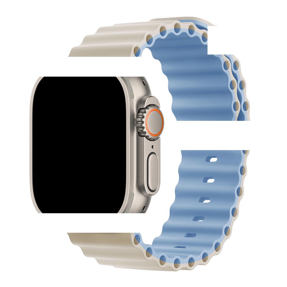 Anwendbares eisblaues Silikonarmband für Apple Watch Serie 1-10 (S10 Offizieller Stil)