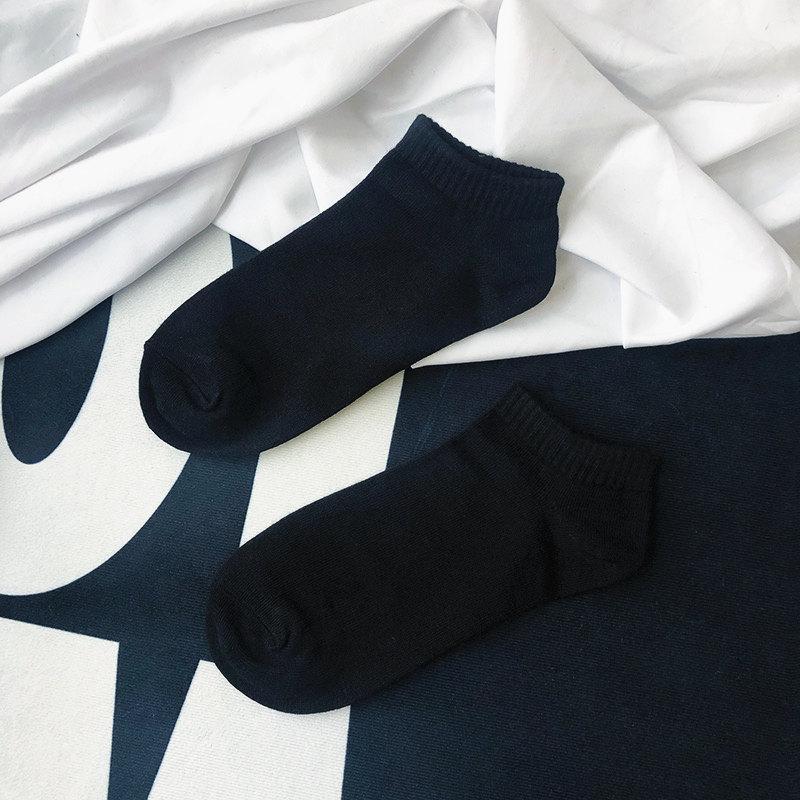 

Solid Color Black, White And Gray Summer Trend Boat Socks Street Cotton Sports Leisure Collegiate Style Versatile Socks One size fits all чорний