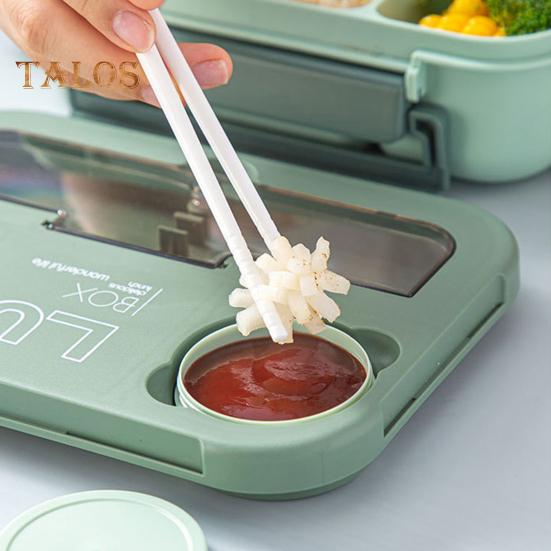 1300ML Lunch Box with Fork Spoon 4 Compartments Bento Box Leak-Proof BPA-Free Reusable Food Storage Container for Children Students Office