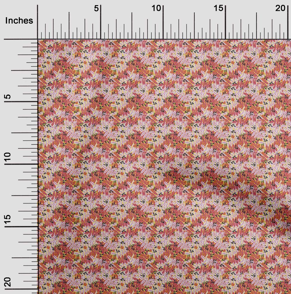 oneOone Cotton Flex Maroon Fabric Leaves Diy Clothing Quilting Fabric Print Fabric By Yard 40 Inch