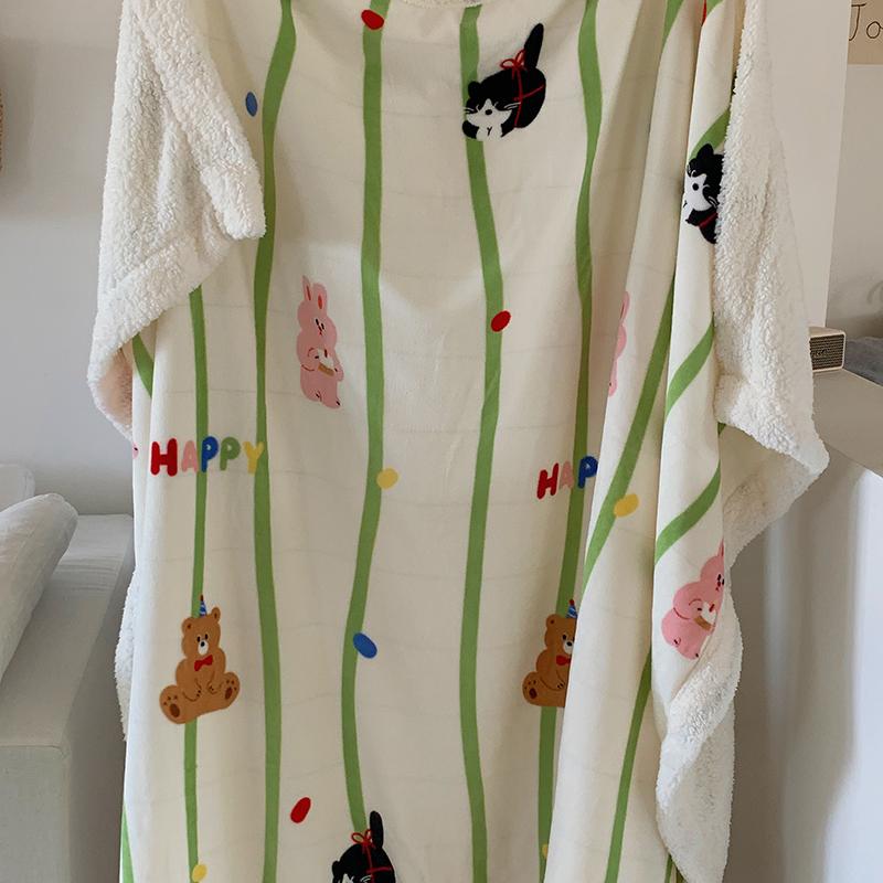 Pătură cu Imprimeuri Drăguțe cu Desene Animate cu Pisici și Câini Copii Adolescenți Fete Pătură Fleece Ușoară Îngroșată Călduroasă Pluș Moale Pătură de Aruncat