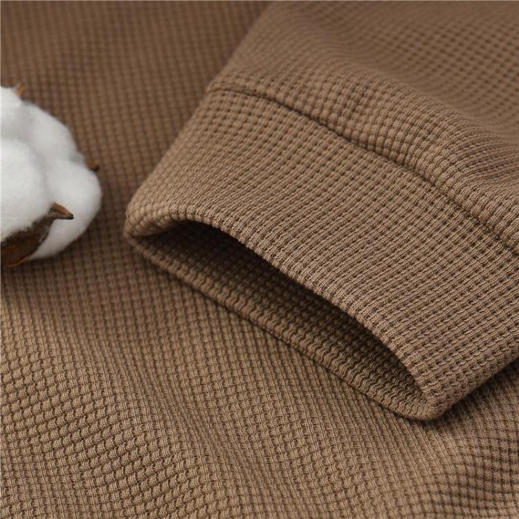 Women's Loose Long Sleeve Waffle Sweatshirt Plus Size Casual Pullover Top