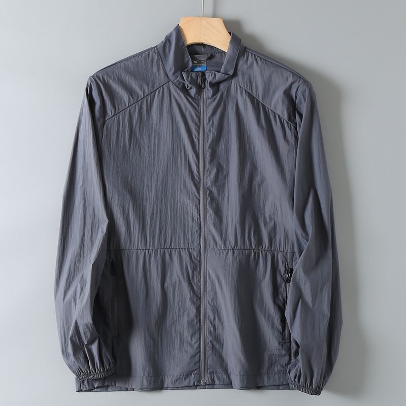 Men s Summer Lightweight Breathable Uv Protection Loose Fit Stand Collar Sun Protection Jacket for Export Dark Gray 3XL