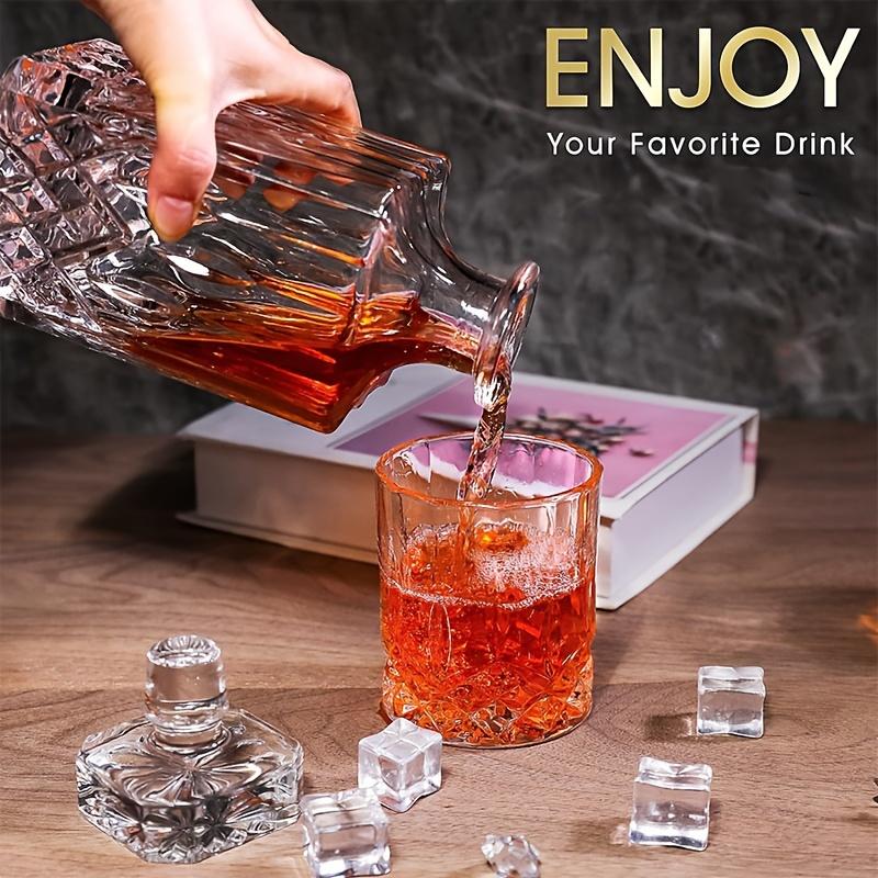 7Pcs/Set Whiskey Decanter Set With 6 Wine Glasses For Men Crystal Whiskey Glass And Decanter With Gift Box Scotch Liquor Decanter Set For Rum Vodka Br