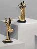 Stylish Golden Black Resin Couple Statues With Child For Home Décor, 2 Pcs