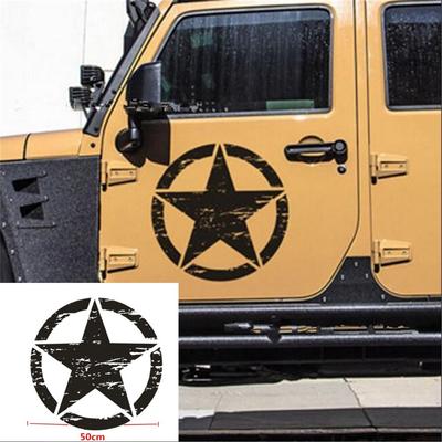 Vinyl Black Car Stiker Distressed Army Military Star Hood Decal 50x50cm Washable