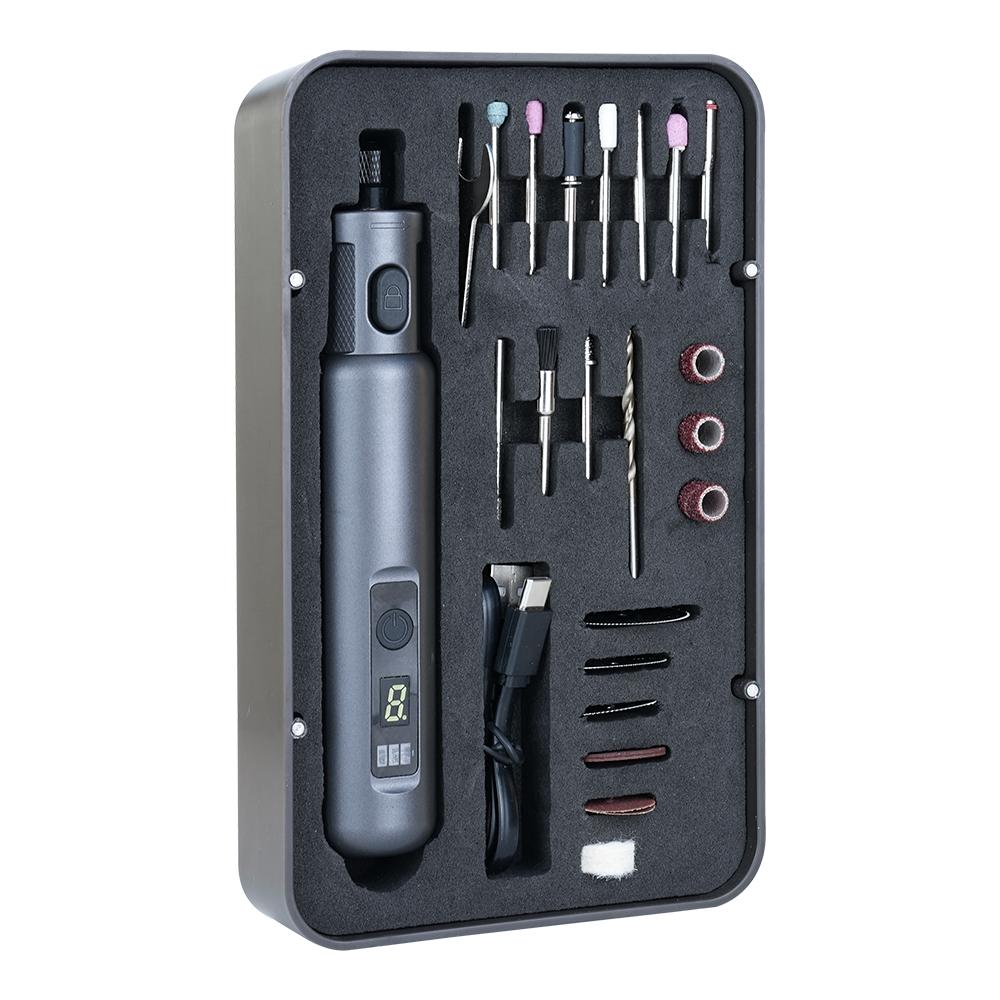 Creality Cordless Rotary Tool Kit 10000-18000RPM 6 Variable Speeds Multi Power Carving Tools Powered By 3.7V Rechargeable Battery 24pcs Drill Bits wi