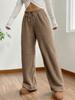 Women's Autumn & Winter Plush Sweatshirt and Loose Casual Pants Set - Solid Color, Warm, and Comfortable Fashion.