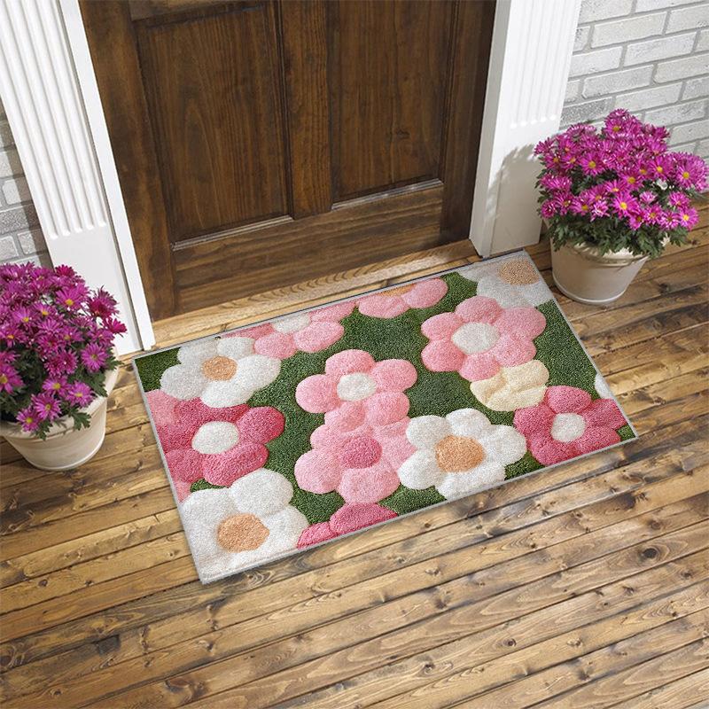 Dywaniki podłogowe z kaszmiru z nadrukiem kwiatowym, dywaniki podłogowe antypoślizgowe do łazienek i świąteczne dekoracyjne wycieraczki do salonów i sypialni