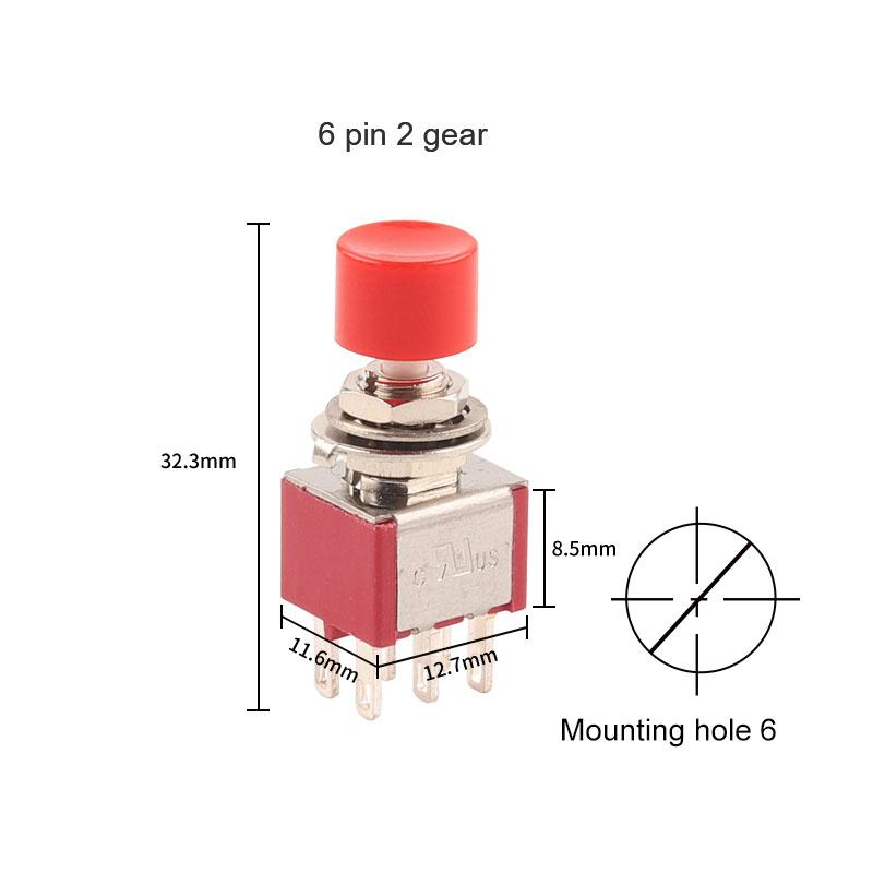 5 Stücke 3Pin 6Pin C-NO-NC 6mm Mini Momentary Automatische rückkehr Push Button Schalter (EIN)-AUS 5A125V/2A250V Kippschalter