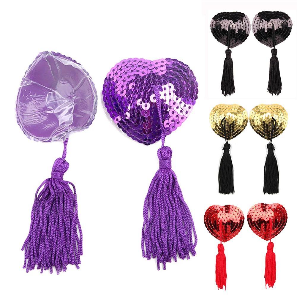 1 Pair Tassel Nipple Covers Breast Bra Womens Silicone Pasties New Heart Shape Bra