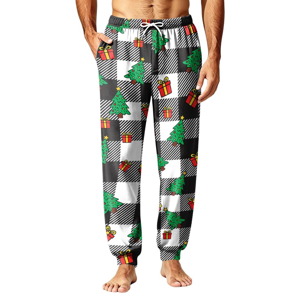 Heren Kerstprint Thermische Pyjamabroek voor Herfst Winter