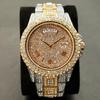 Fashion Iced Out Watch For Mens Luxury Date Week Gold Wristwatch Hip Hop Diamond Quartz Clocks