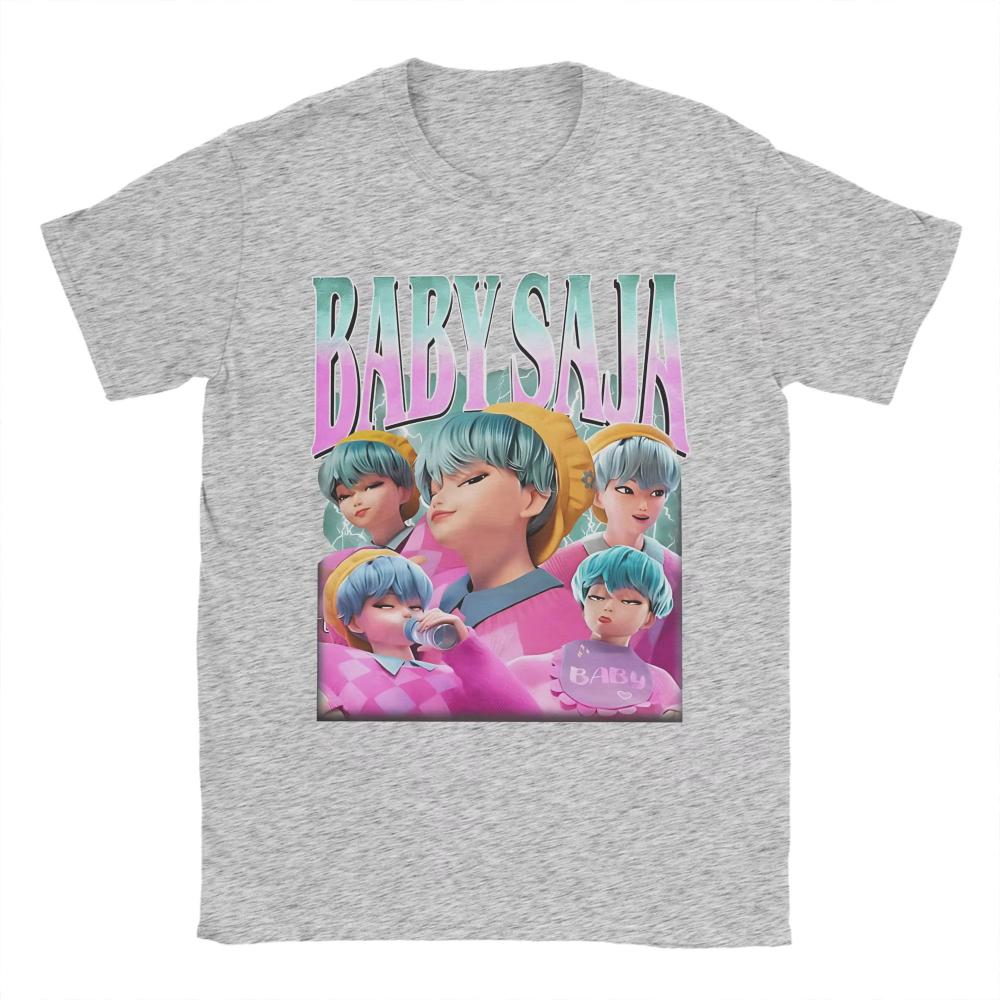 Baby Saja Retro Kpop Demon Hunter Villain Pure Cotton Men Women T Shirts for Couple Summer Awesome Loose Short Sleeve Clothing