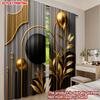 Flat Printing Happy Valentine Day Scene Curtains Black Gold Geometric Moon Digital Printed Polyester Drapes Set Of 2 Made