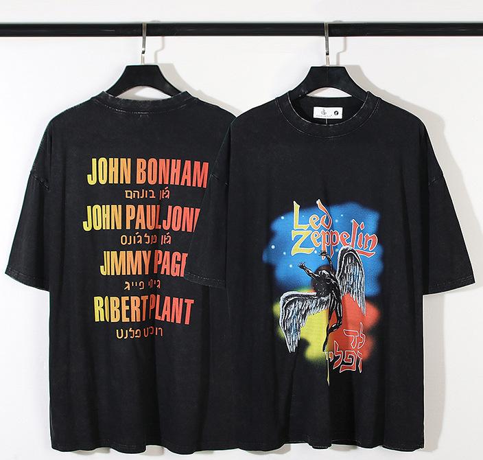 Meichao VTG Manson Makes Old Vintage Prints SAINT Guns and Flowers FOG Short-sleeved Men's and Women's T-shirts of the Same Style