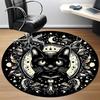 1 szt. Okrągły dywanik biurowy z kotem i księżycem, Mata odpowiednia do biura, Pod krzesła biurowe, Sypialni, Salonu, Wystroju domu, Dekoracja pokoju