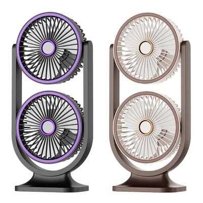 USB Rechargeable Double Head Cooling Fan for Home Outdoor Travel School Use Bedroom Living Room Car Outdoor