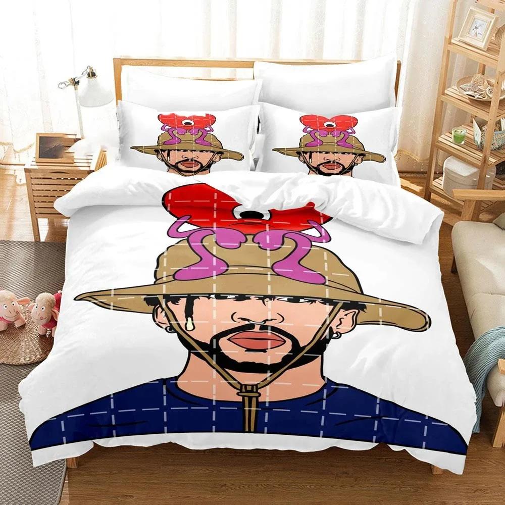 3D-Druck Bad Bunny UN VERANO SIN TI Bettwäsche-Set Doppelbett Einzelbett King Bettbezug Steppdecke Kissenbezug Jungen Mädchen Erwachsene Schlafzimmer
