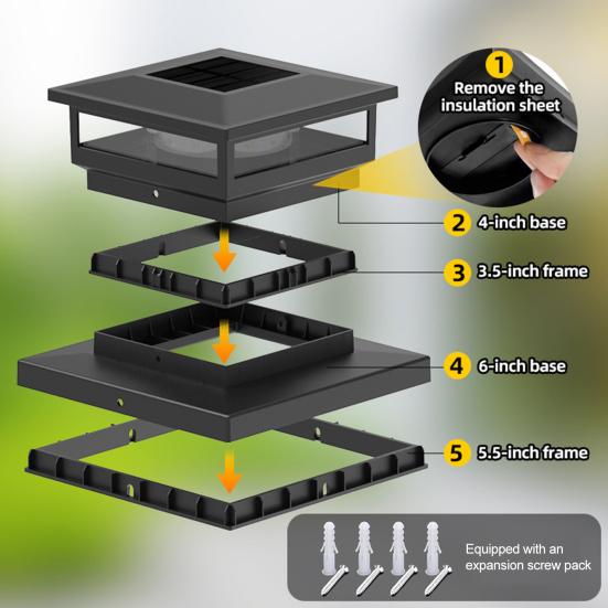 1/2 ks Solární světla na sloupky Vodotěsné Automatické nabíjení Snadná instalace Bezdrátová LED světla na terasu a plot