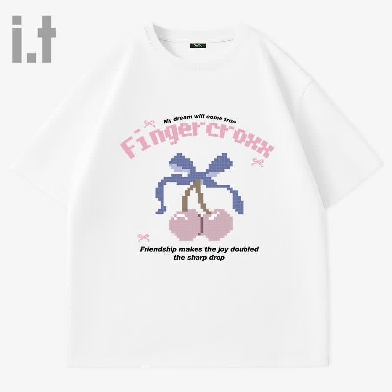 Женская футболка Fingercroxx с пиксельным изображением цветущей сакуры S белый
