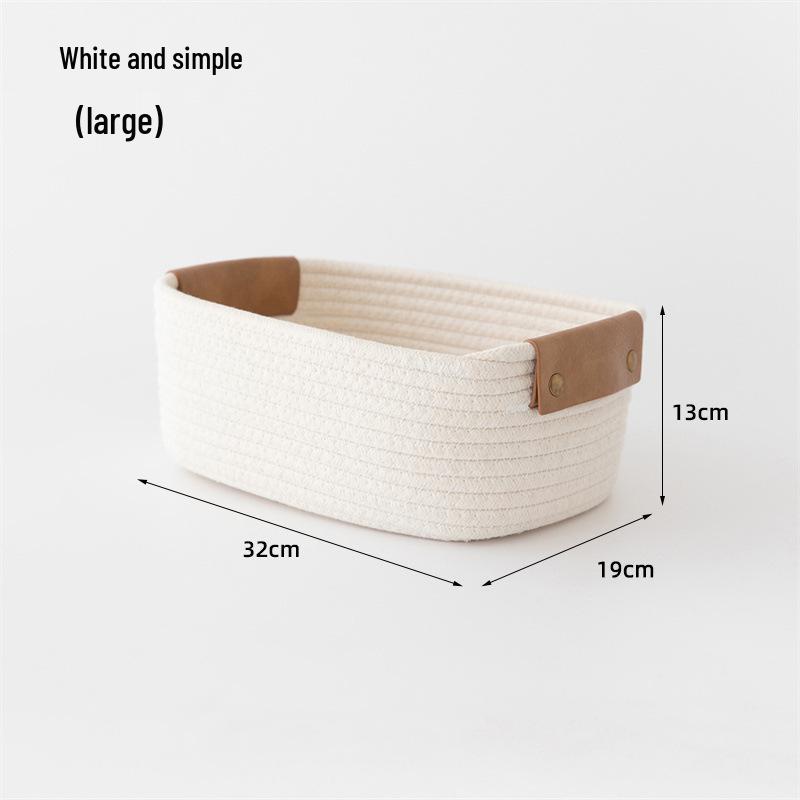 

Складная корзина для хранения из хлопковой веревки с ручками - настольный органайзер для косметики и мелочей