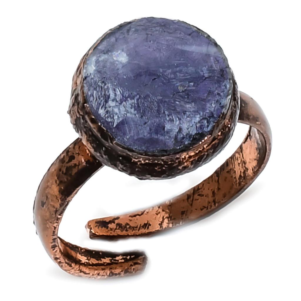 Amethyst Handmade Gemstone Ring, Copper Electroformed Ring Antique Jewelry, Adjustable Ring Engagement Gift