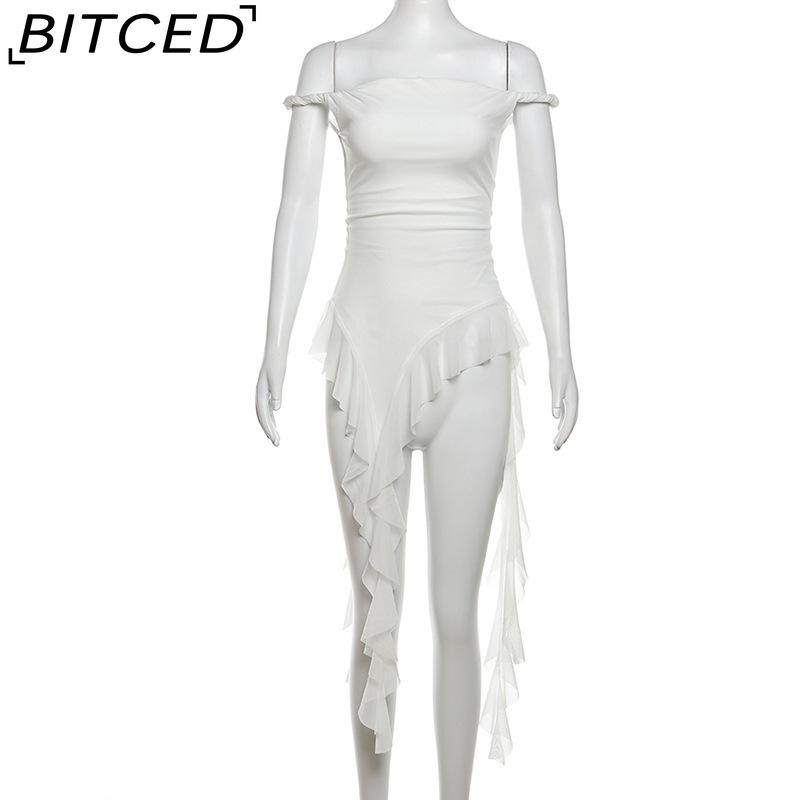 BITCED Spring Women's Solid-Colour Slim-Fit Streetwear Off-the-Shoulder Sleeveless Backless Top