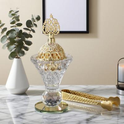 Arabský kadidelník Skleněný stolní držák na vonné tyčinky s víčkem dutý